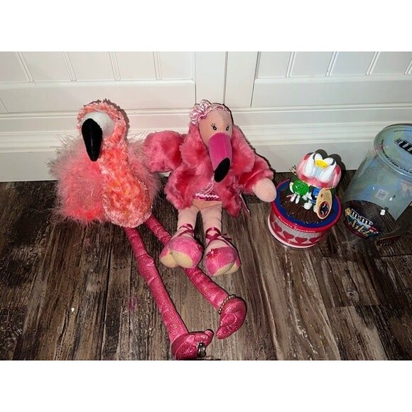 Aurora foo foo flamingo Plush, Ganz fancy flamingo, m&m flamingo bank  jar - Picture 1 of 10